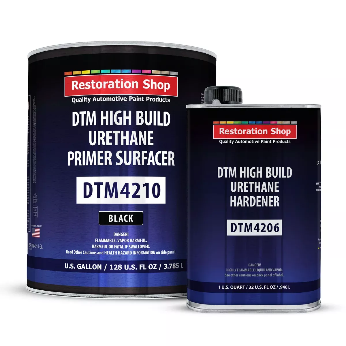 1.25 Gallon 2K High Build Primer Automotive Paint Kit - 1 Gal. Black Urethane Primer Surfacer, 1 Qt Hardener, 4:1 Mix Ratio