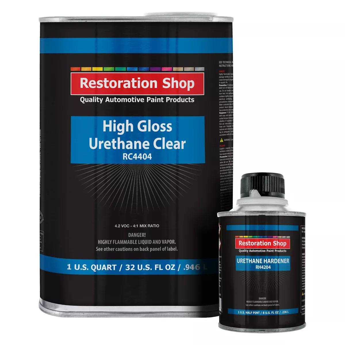 1.25 Quarts 2K Clear Coat Automotive Paint Kit - 1 Quart Urethane Clear, 1/2 Pint Hardener, 4:1 Mix Ratio - Professional High Gloss Auto Car Refinish