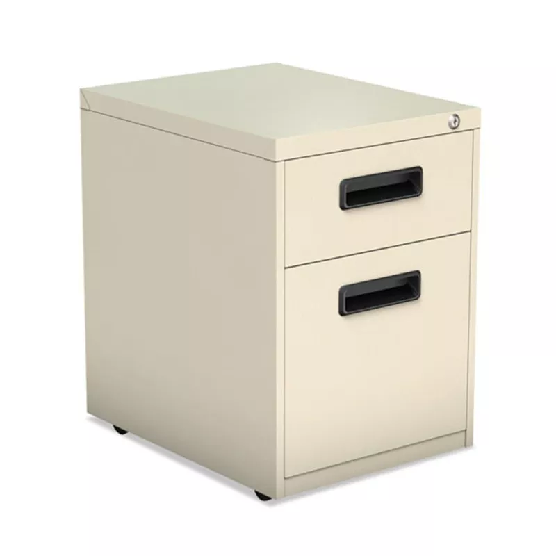 1 Supply & 1 File Drawer Metal Mobile Pedestal w/ Recessed Pulls, 19 1/8″d Black
