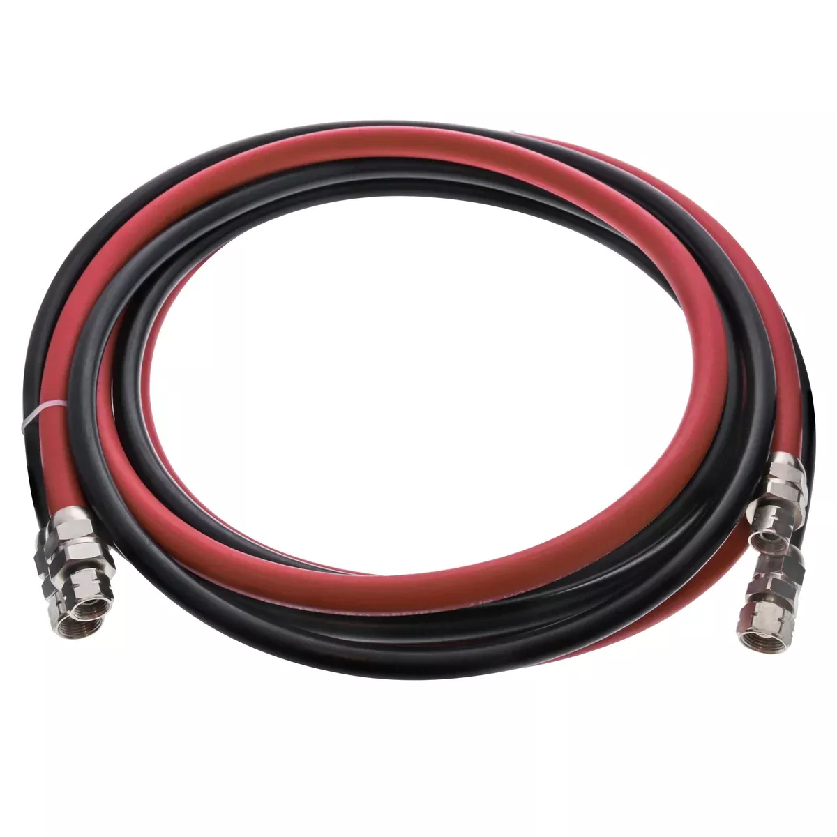 12 Foot Air and Fluid Hose Assembly Set with Fittings for Spray Guns, Paint Pressure Pot Tanks, Professional Heavy Duty - Air 3/8" NPS, 5/16" ID &