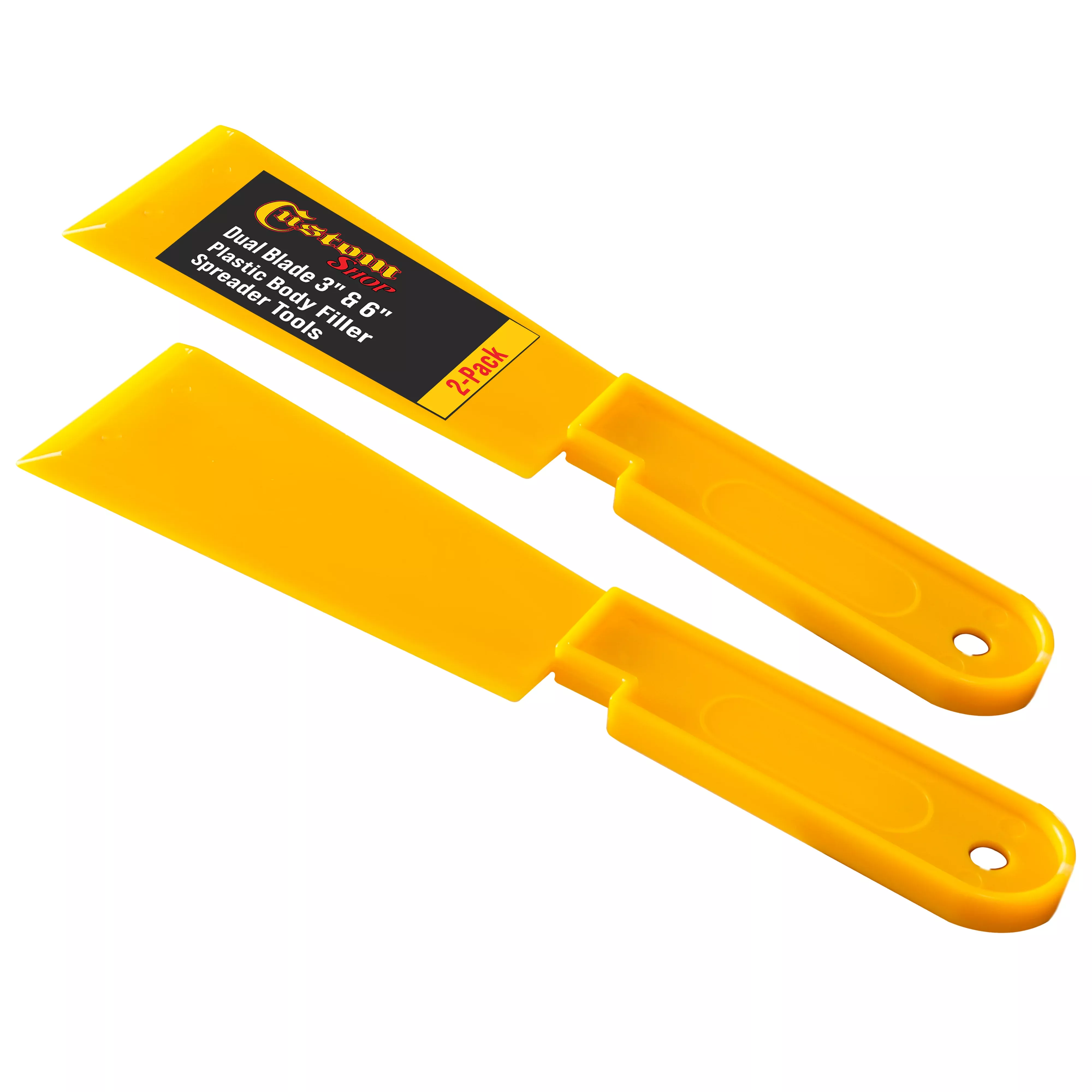 3 & 6 Inch Wide, Long Handle Plastic Body Filler Spreader Tools (2 Pack) for Automotive Body Fillers, Putties, Glazes, Epoxy Resin, Caulk, Glues