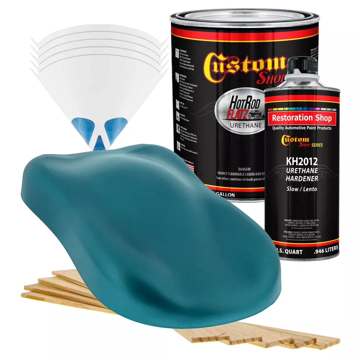 Aquamarine Firemist - Hot Rod Flatz Flat Matte Satin Urethane Auto Paint - Complete Quart Paint Kit - Professional Low Sheen Automotive, Car Truck