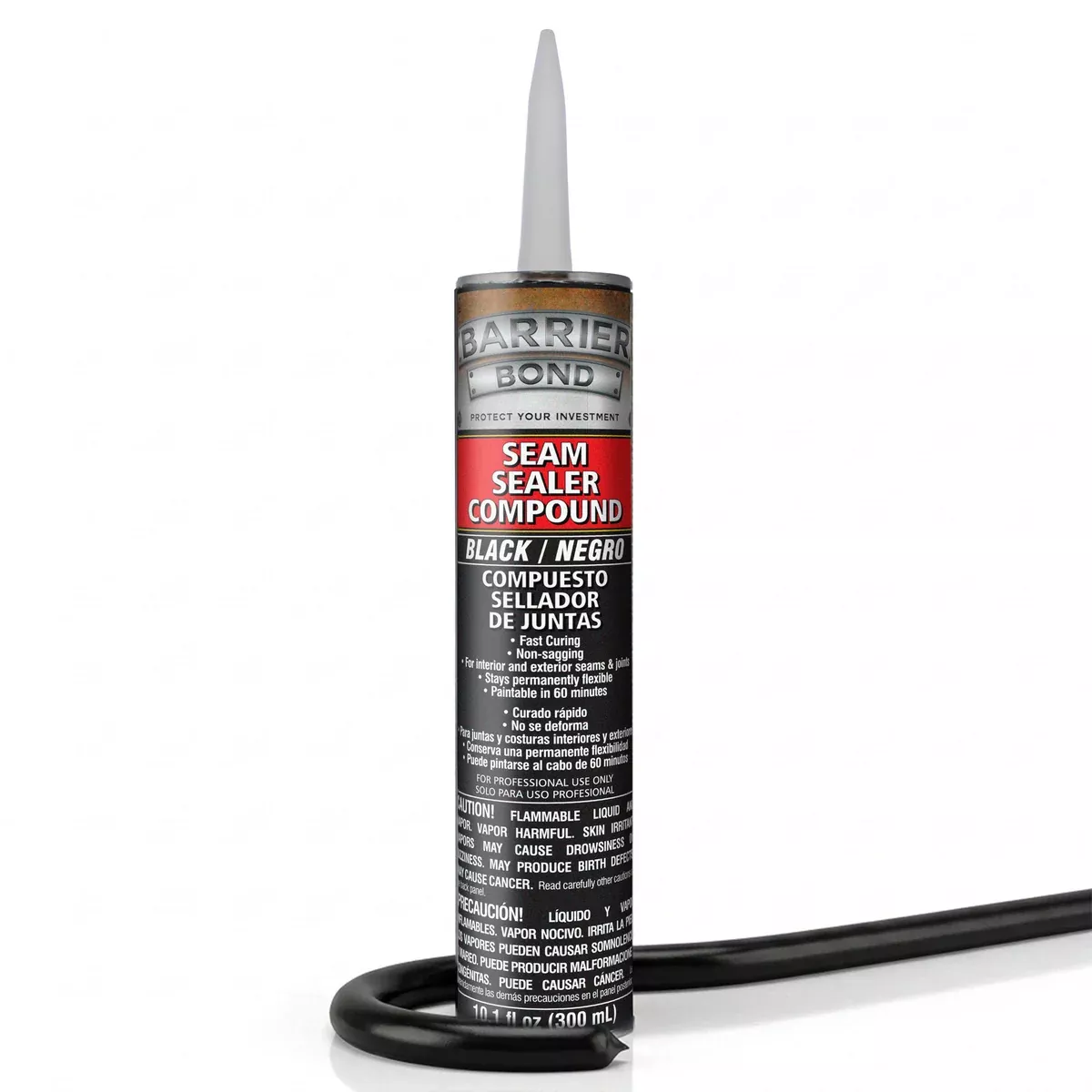 Automotive Seam Sealer, 10.1oz Tube, Black Polyurethane Sealant, Car & Panel Bond