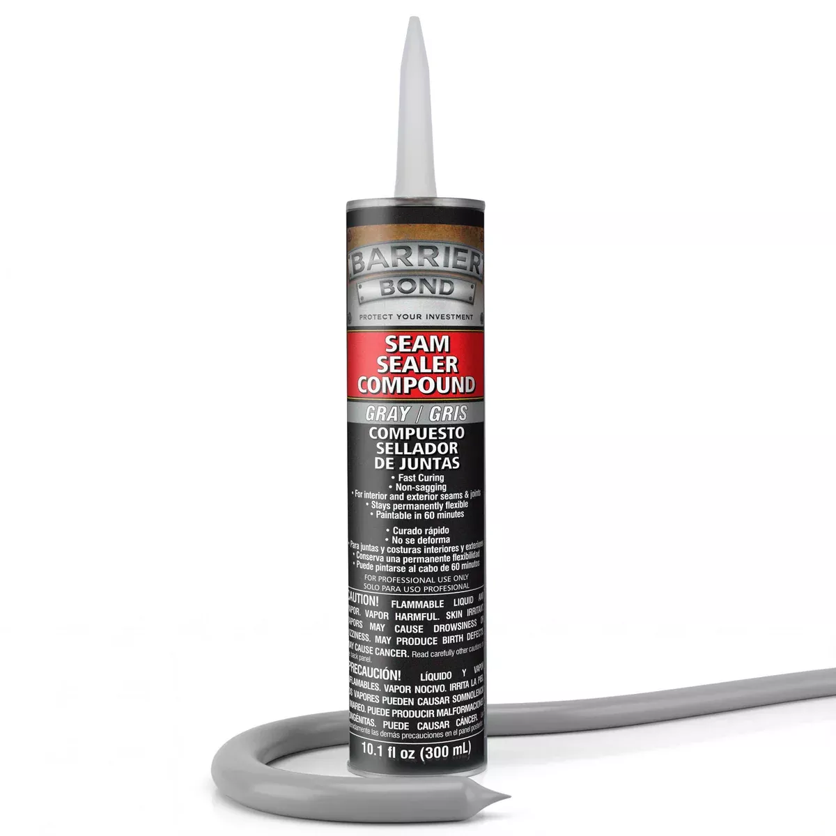 Automotive Seam Sealer, 10.1oz Tube, Gray Polyurethane Sealant, Car & Panel Bond