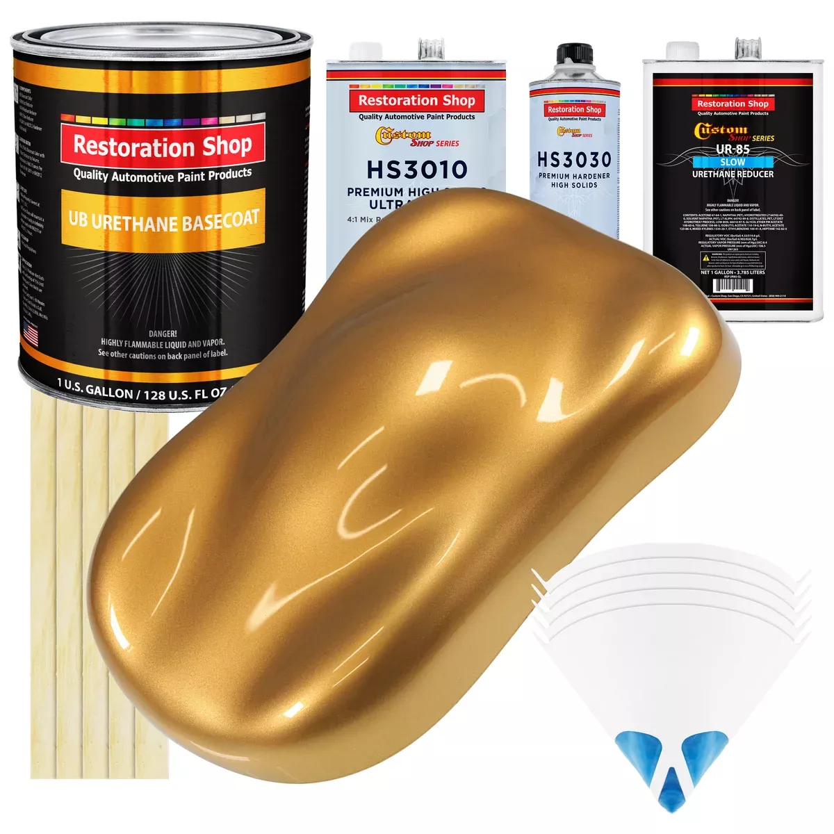 Autumn Gold Metallic - Urethane Basecoat with Premium Clearcoat Auto Paint - Complete Medium Gallon Paint Kit - Professional Gloss Automotive Coating