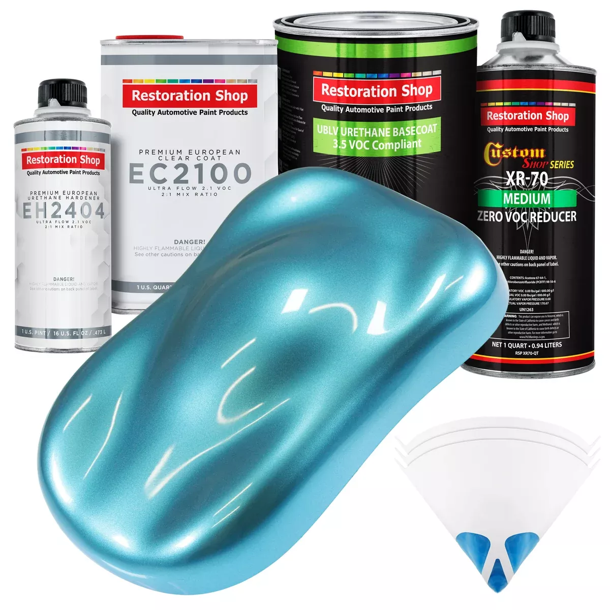 Azure Blue Metallic - LOW VOC Urethane Basecoat with European Clearcoat Auto Paint - Complete Gallon Paint Color Kit - Automotive Coating