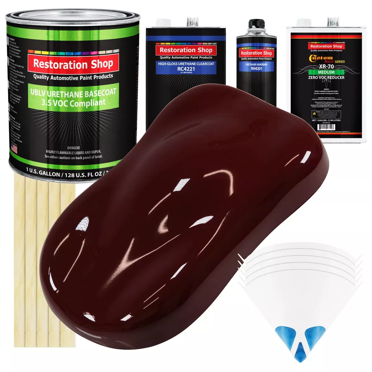 Carmine Red - LOW VOC Urethane Basecoat with Clearcoat Auto Paint - Complete Medium Gallon Paint Kit - Professional High Gloss Automotive Coating