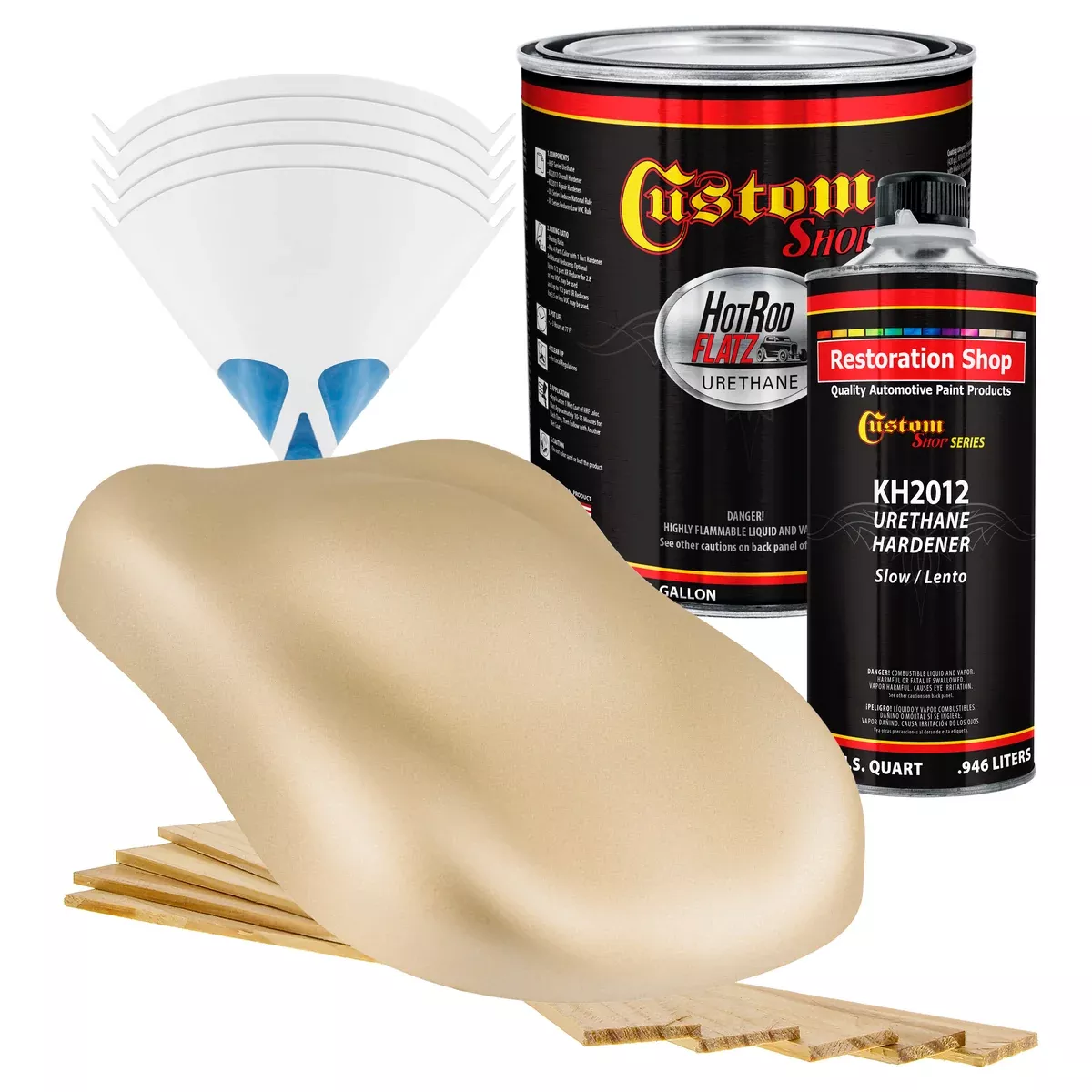 Champagne Gold Metallic - Hot Rod Flatz Flat Matte Satin Urethane Auto Paint - Complete Quart Paint Kit - Professional Low Sheen Automotive, Car