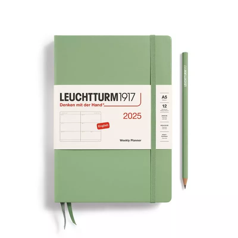*Clearance* Leuchtturm1917 – 2025 Weekly Planner Hardcover (A5) – Sage (Current Year)