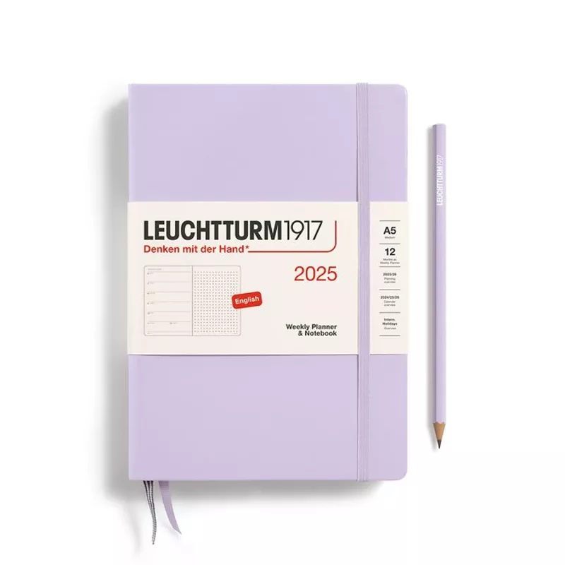*Clearance* Leuchtturm1917 – 2025 Weekly Planner & Notebook Hardcover (A5), Dotted – Lilac (Current Year)