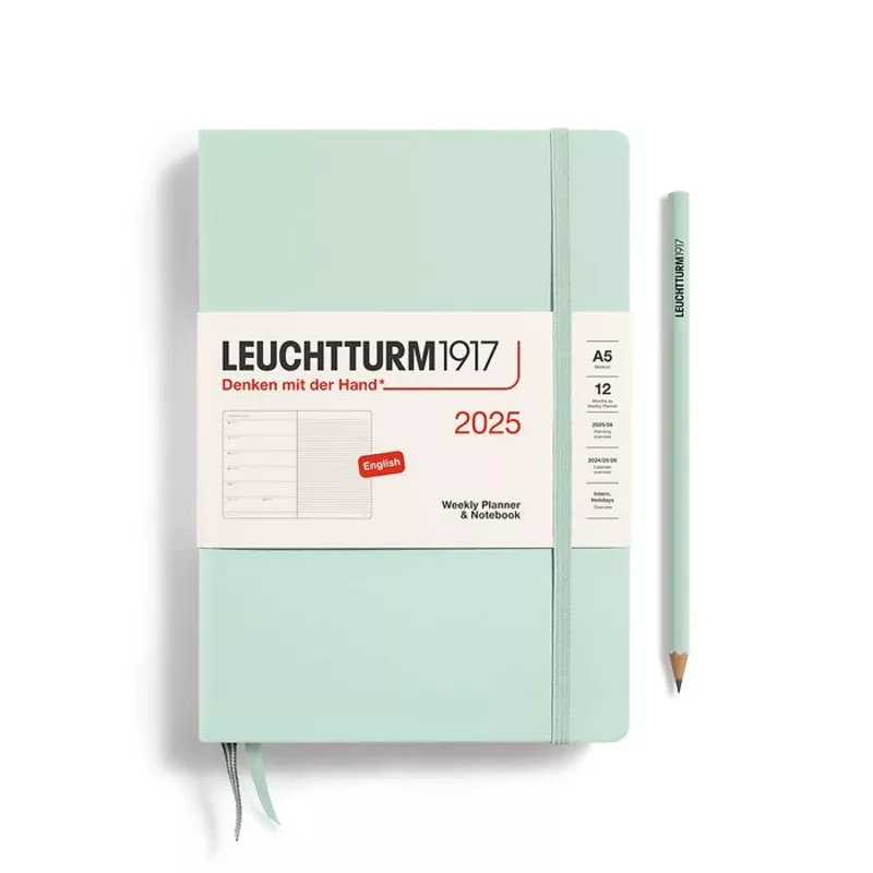 *Clearance* Leuchtturm1917 – 2025 Weekly Planner & Notebook Hardcover (A5) – Mint Green (Current Year)