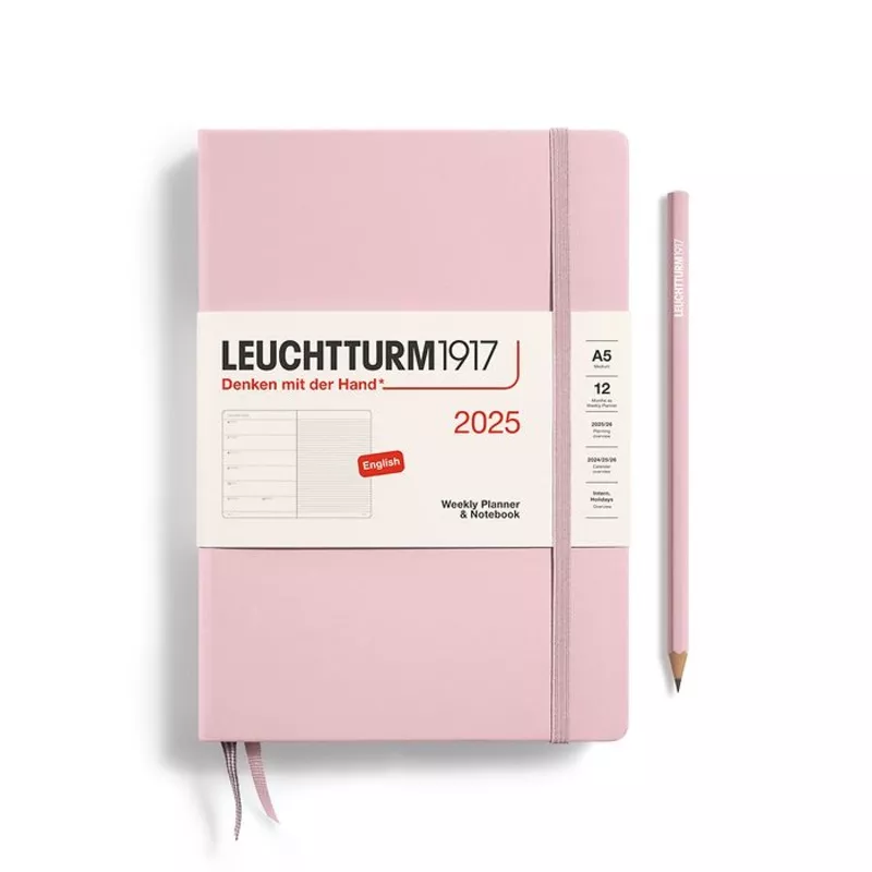 *Clearance* Leuchtturm1917 – 2025 Weekly Planner & Notebook Hardcover (A5) – Powder (Current Year)