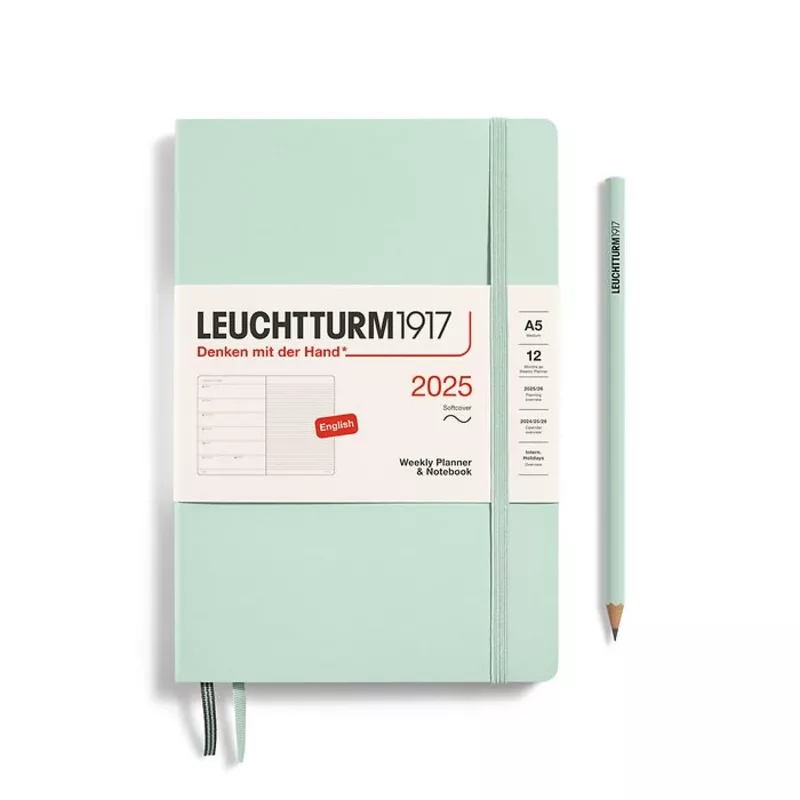 *Clearance* Leuchtturm1917 – 2025 Weekly Planner & Notebook Softcover (A5) – Mint Green (Current Year)