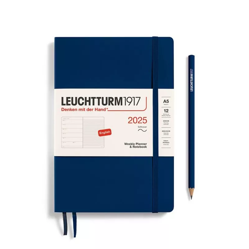 *Clearance* Leuchtturm1917 – 2025 Weekly Planner & Notebook Softcover (A5) – Navy (Current Year)