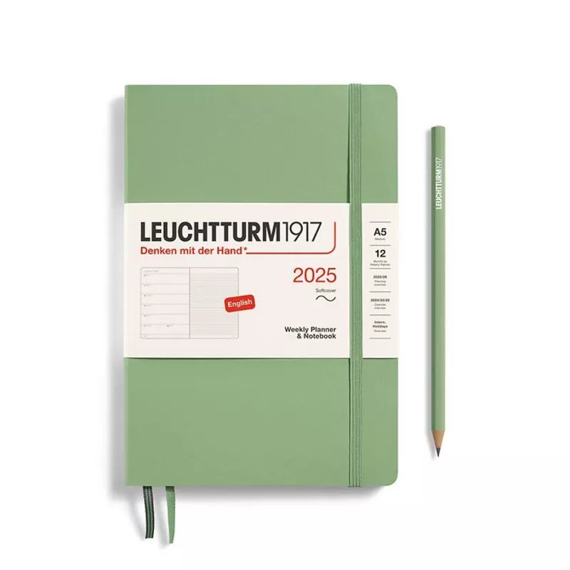 *Clearance* Leuchtturm1917 – 2025 Weekly Planner & Notebook Softcover (A5) – Sage (Current Year)