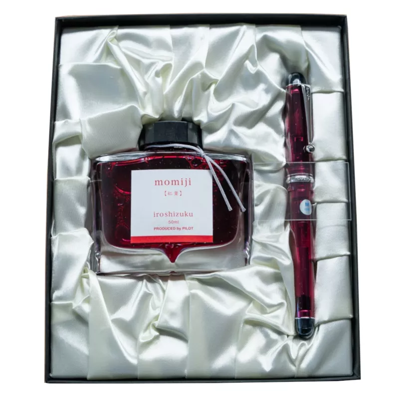 *Clearance* Pilot Custom 74 Fountain Pen and Ink Gift Set – Wine Red (Merlot)