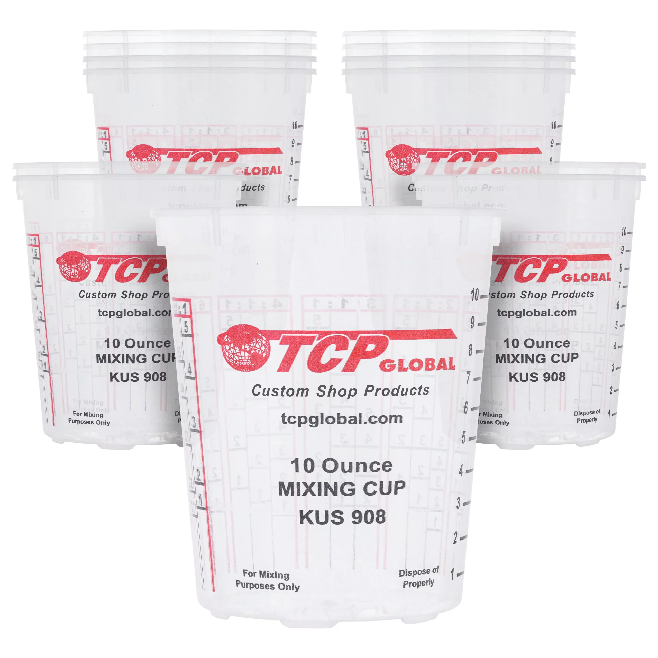 Custom Shop Paint Mixing Cups, 10-Ounce (12 Pack) - Plastic Measuring Cups for Liquids, Automotive Painting, Epoxy Resin, Acrylic Arts, Crafts