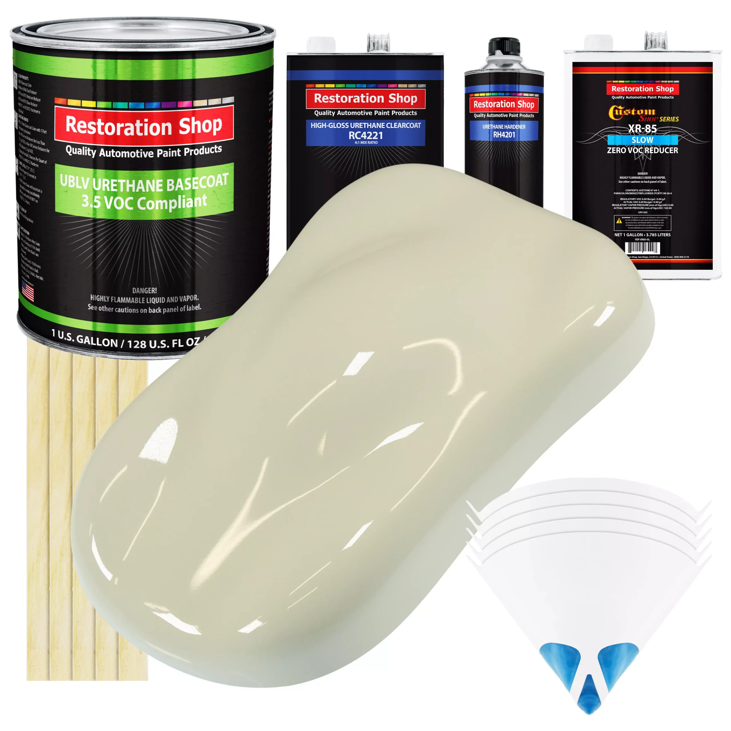 Grand Prix White - LOW VOC Urethane Basecoat with Clearcoat Auto Paint - Complete Slow Gallon Paint Kit - Professional High Gloss Automotive Coating