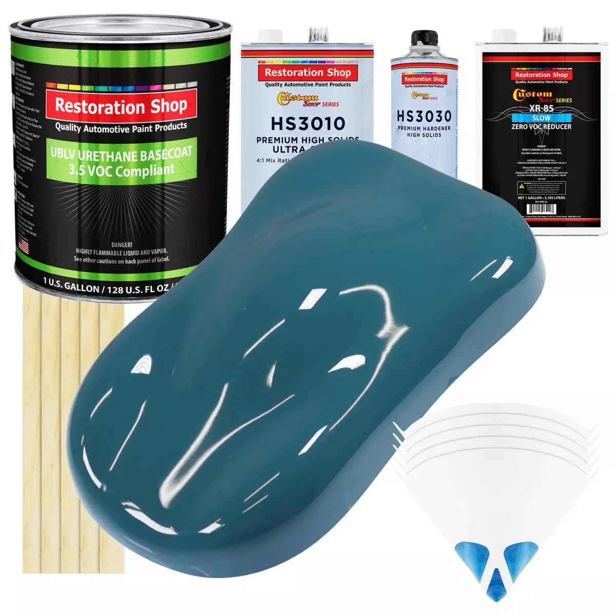 Medium Blue - LOW VOC Urethane Basecoat with Premium Clearcoat Auto Paint (Complete Slow Gallon Paint Kit) Professional High Gloss Automotive Coating