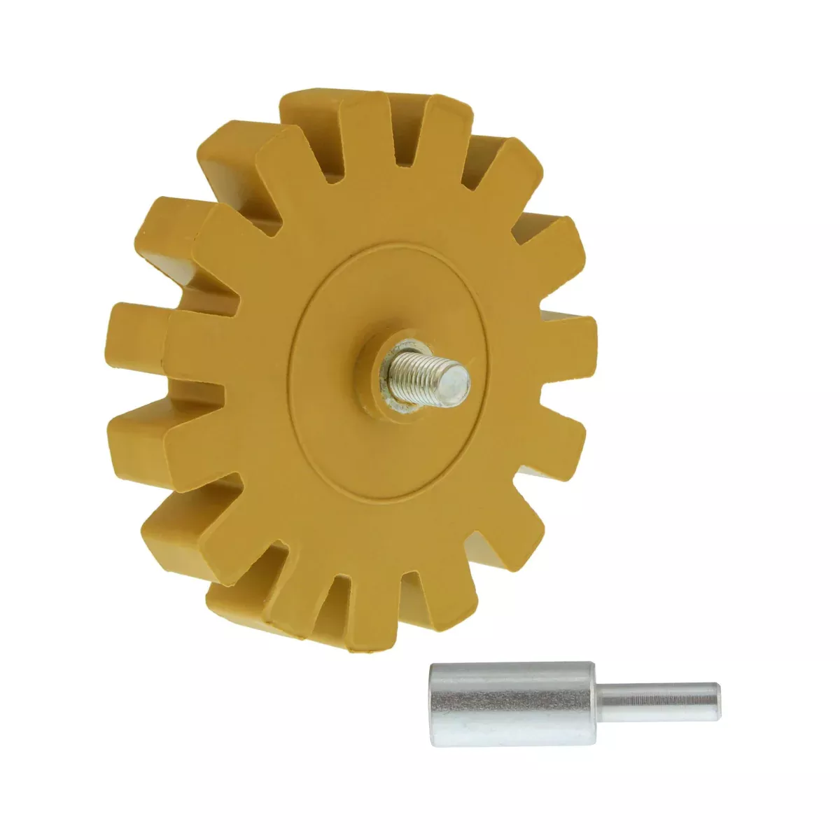 Rubber Eraser Wheel with Drill Adapter - 3.5" Knobby Slotted Edge Pad - Decal Remover Wheel - Sticker Remover Tool - Pinstripe Removal - Removes