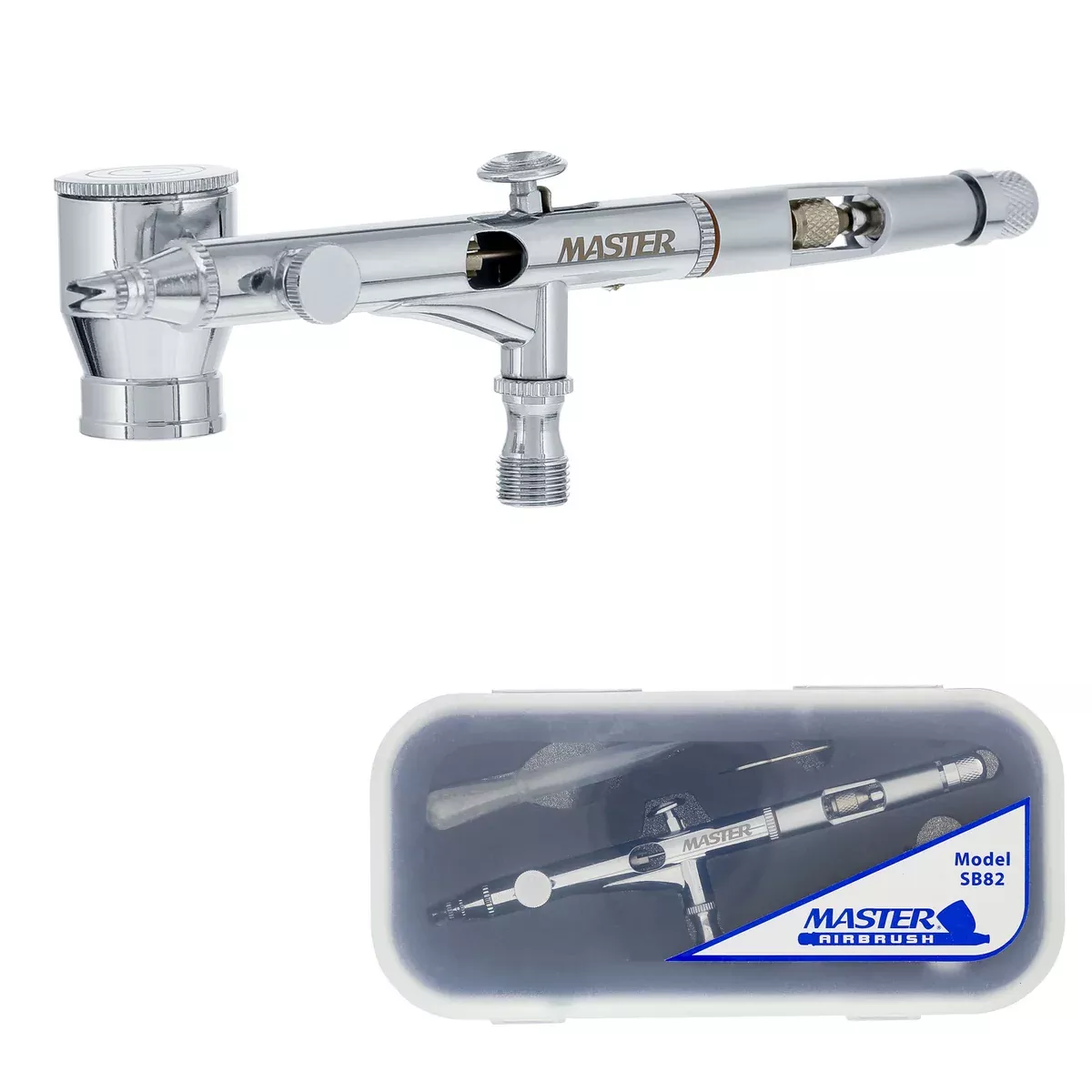 SB82 Dual-Action Side Feed Air brush Set with a 0.2mm Fluid Tip, 1/6 oz. Bowl Cup - Precision Detail Control Airbrush Gun for Painting, Auto