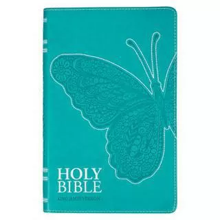 Teal Butterfly Faux Leather King James Version Gift Edition Bible