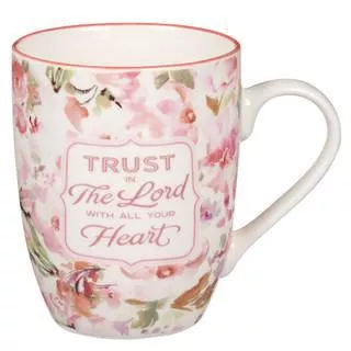 Trust in Lord Pink Watercolor Florals Ceramic Mug – Proverbs 3:5
