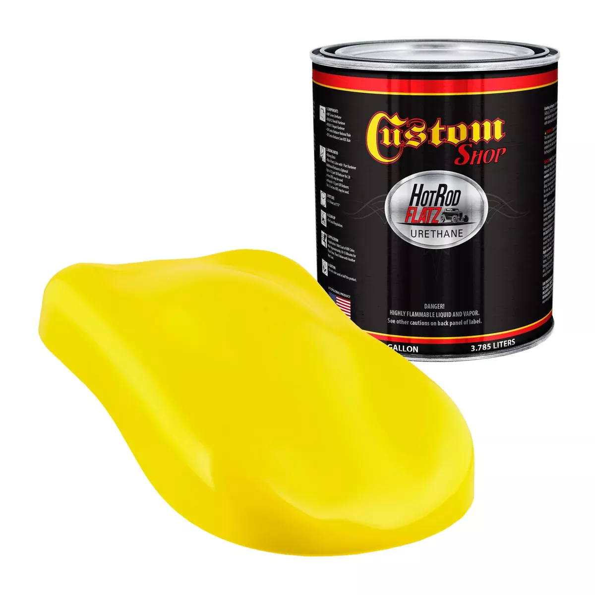 Viper Yellow - Hot Rod Flatz Flat Matte Satin Urethane Auto Paint - Paint Gallon Only - Professional Low Sheen Automotive, Car Truck Coating, 4:1 Mix