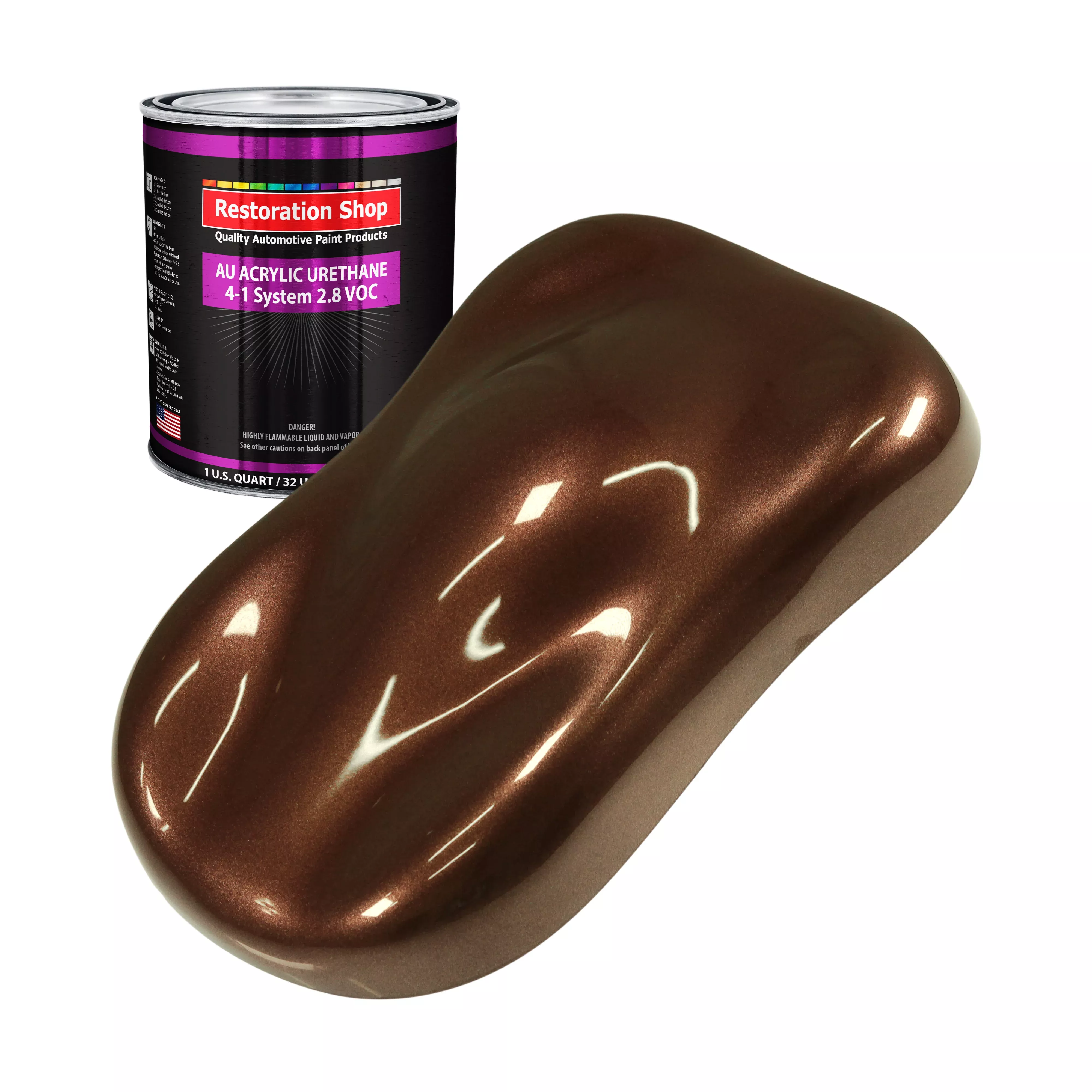 Whole Earth Brown Firemist Acrylic Urethane Auto Paint - Quart Paint Color Only - Professional Single Stage Gloss Automotive Car Truck Coating 2.8 VOC