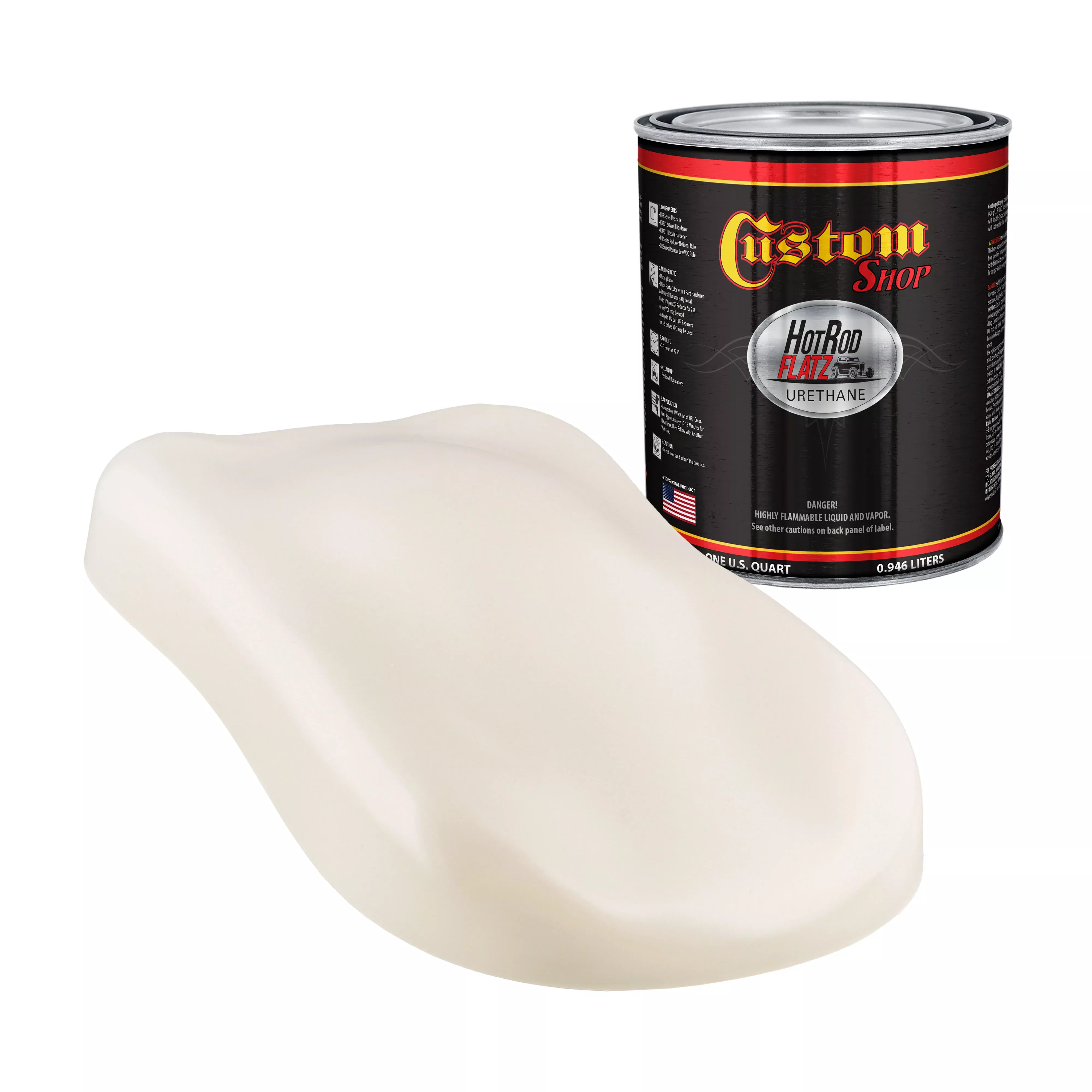 Wimbledon White - Hot Rod Flatz Flat Matte Satin Urethane Auto Paint - Paint Quart Only - Professional Low Sheen Automotive, Car Truck Coating, 4:1