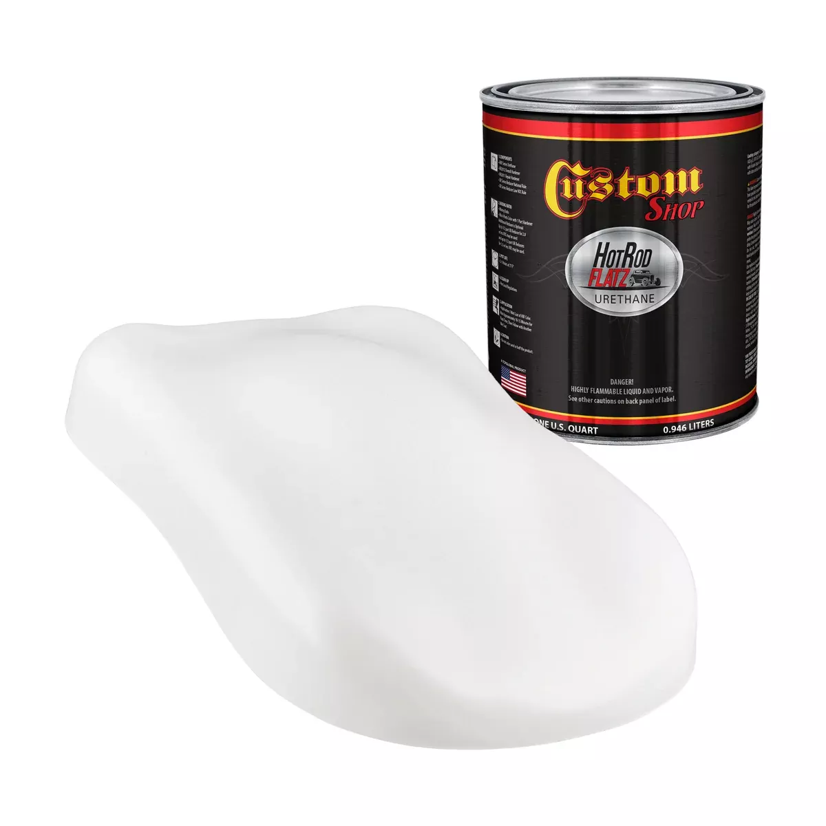 Wispy White - Hot Rod Flatz Flat Matte Satin Urethane Auto Paint - Paint Quart Only - Professional Low Sheen Automotive, Car Truck Coating, 4:1 Mix