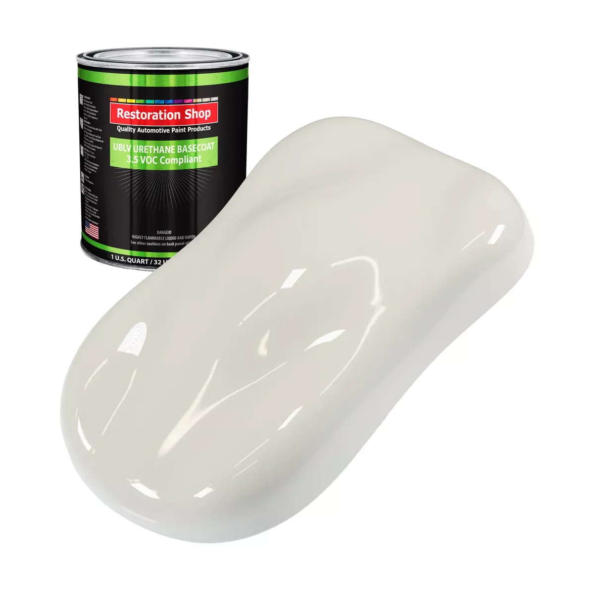 Wispy White - LOW VOC Urethane Basecoat Auto Paint - Quart Paint Color Only - Professional High Gloss Automotive Coating
