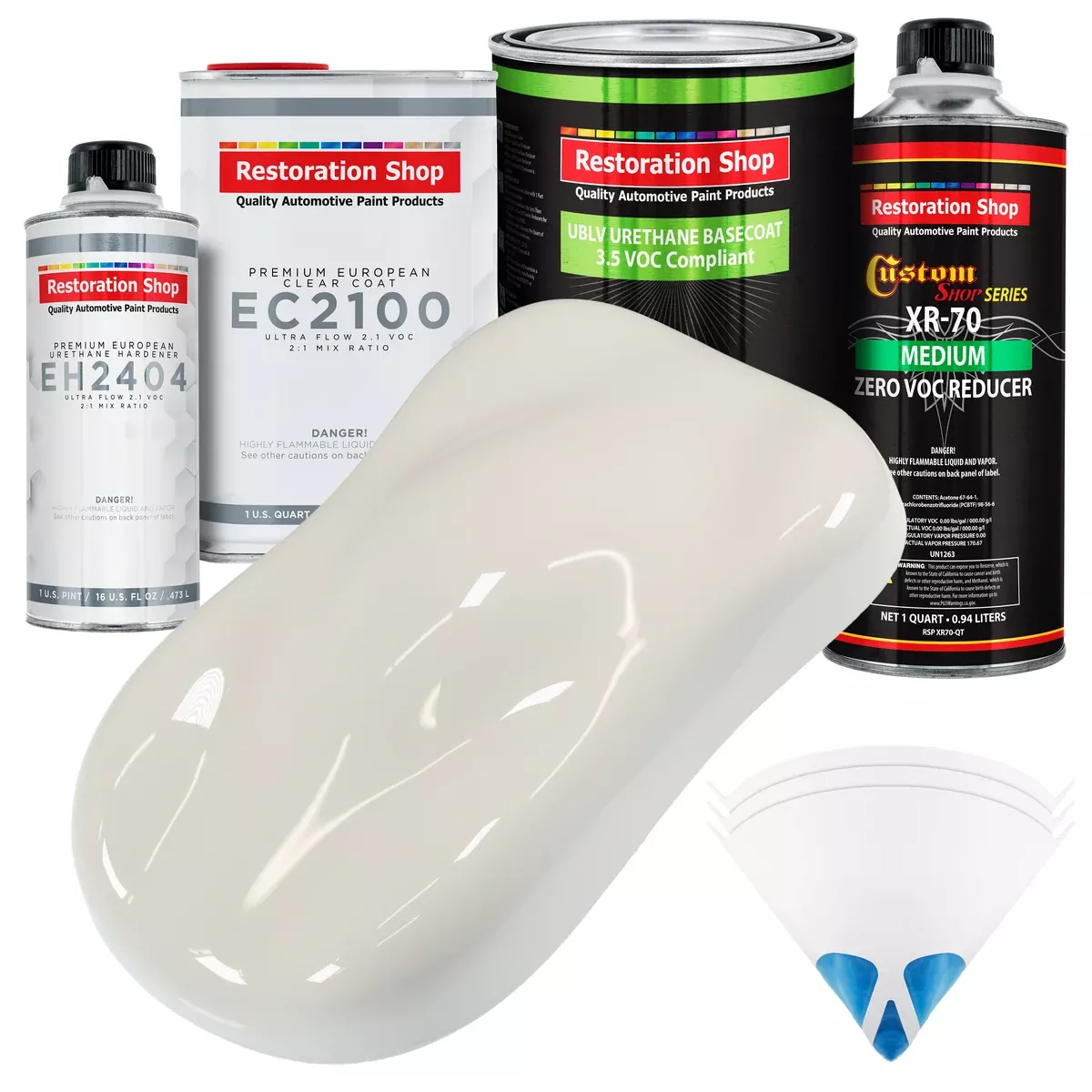 Wispy White - LOW VOC Urethane Basecoat with European Clearcoat Auto Paint - Complete Gallon Paint Color Kit - Automotive Coating