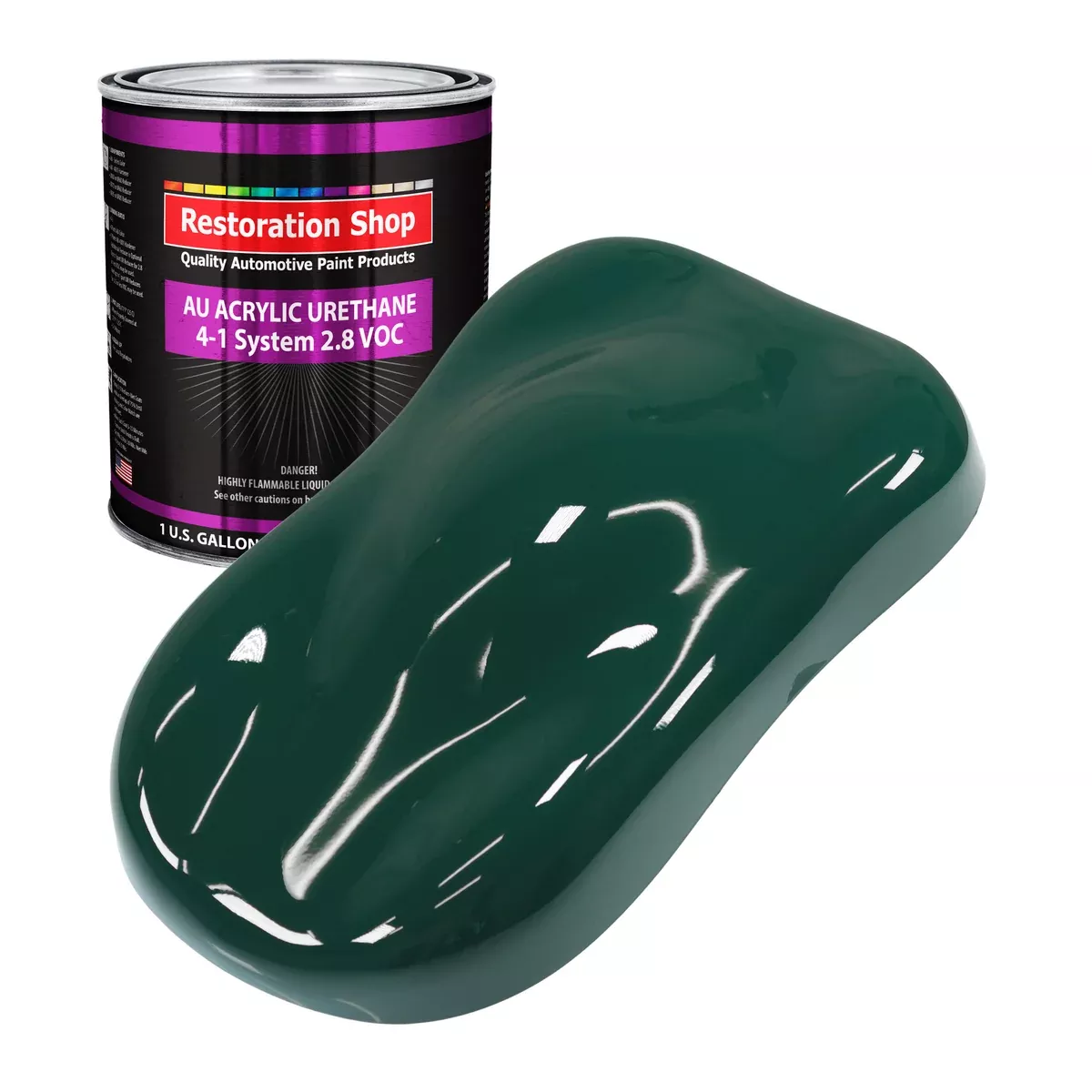 Woodland Green Acrylic Urethane Auto Paint - Gallon Paint Color Only - Professional Single Stage High Gloss Automotive, Car, Truck Coating, 2.8 VOC