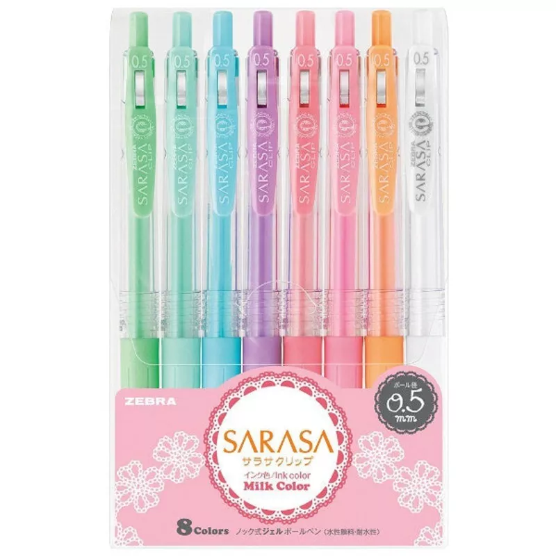 Zebra Sarasa Clip Gel 0.5mm Milk Rollerball Pen Set