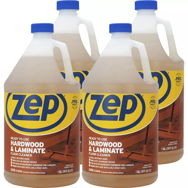 Zep Hardwood & Laminate Floor Cleaner – 128 fl oz (4 quart) – Fresh Scent – Non-sticky – Brown Bottle – 4 / Carton