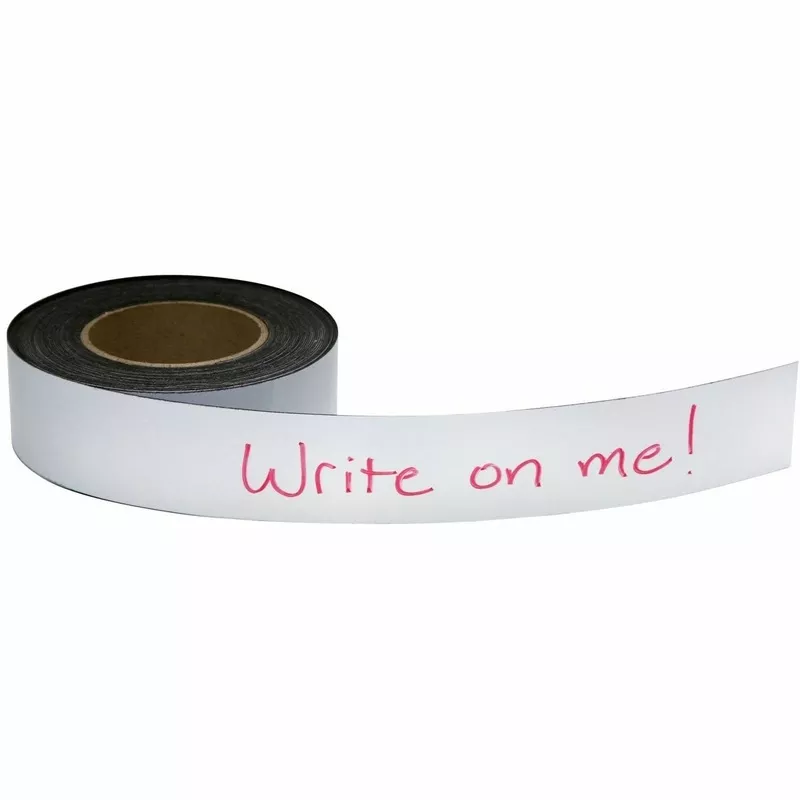 Zeus Write On/Wipe Off Magnetic Label Tape 50′ x 2″ WHITE – 16.67 yd Length x 2″ Width – White – Magnet – Damage Resistant – For Labeling, Shelf Labeling, Presentation, List, Cabinet, Metal Surface Roll – 1 Roll